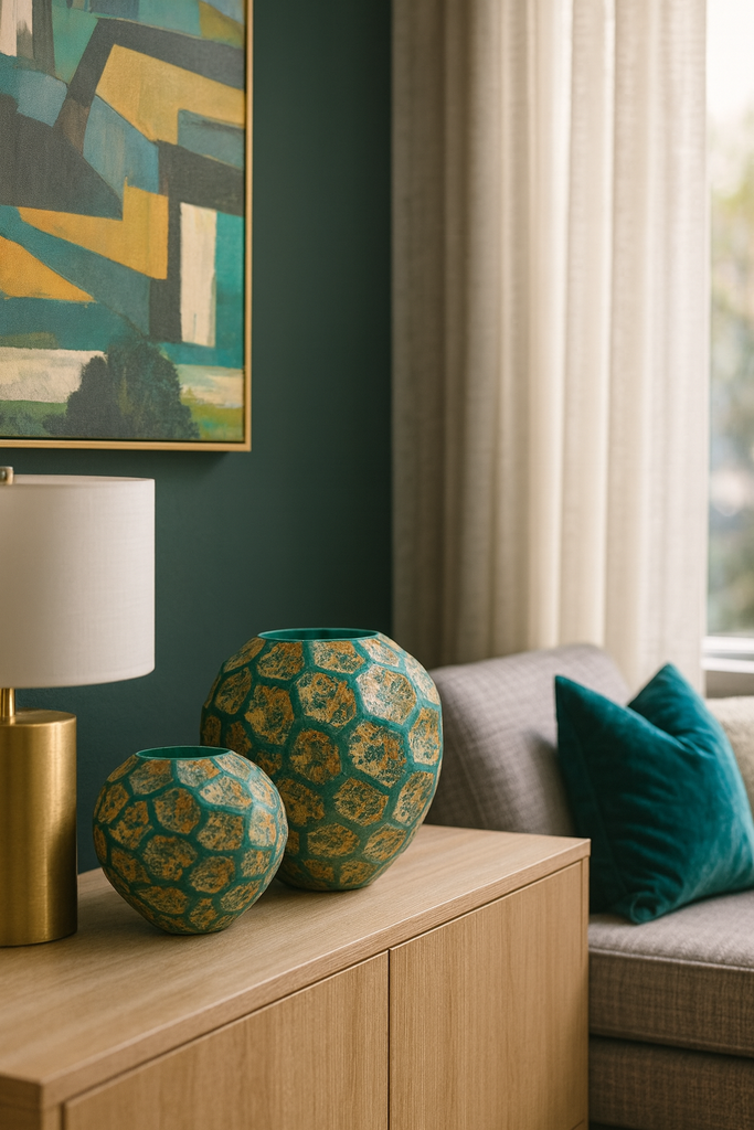 Peça Decorativa Verde e dourado