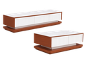 Rack de TV e Mesa de Café- L2000 x L400 x A410 Branco glossy + Castanho