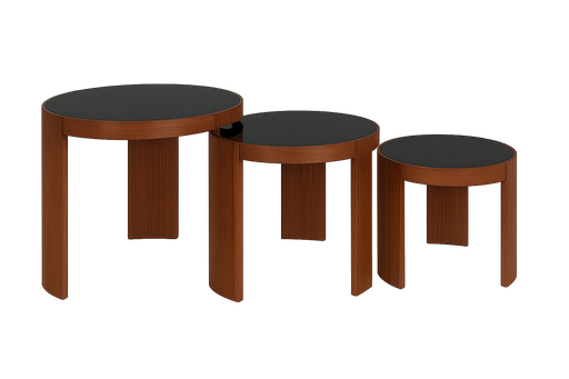 [96860-NTBR] Conjunto de mesas Castanho- D550 x A505 D535 x A435 D520 x A365 